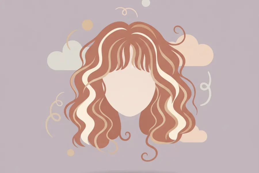 Illustration for Curtain Bangs Curly Hair Styles for Medium to Long Length