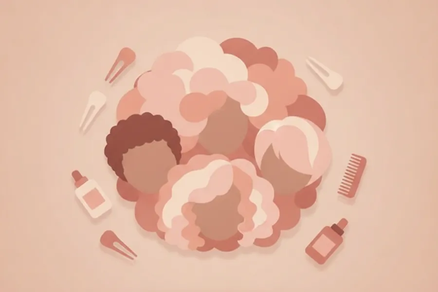 Illustration for Different Short Curly Hairstyles for Women