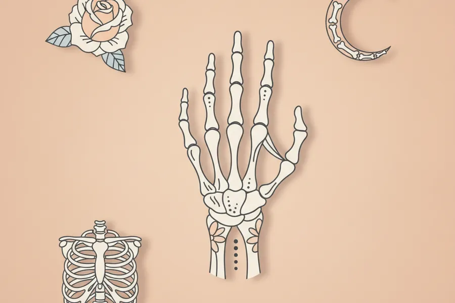 Illustration for Simple Skeleton Hand Tattoo Designs and Inspo